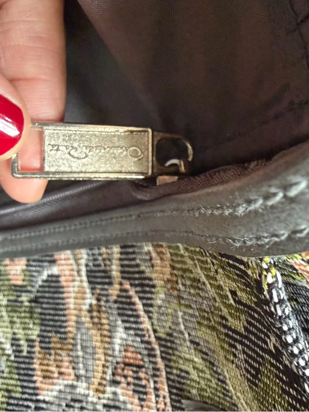 Oscar de la Renta Gray, Olive, Rust & Cream Floral Tapestry Weekender - Picture 12 of 14